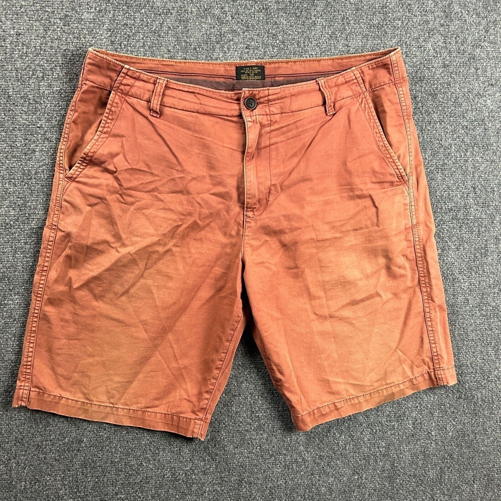 Lucky Brand Shorts Mens 36 Orange L-54C Chino Distressed Thrashed Adults